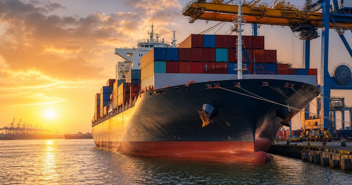 Ocean freight containers at port
